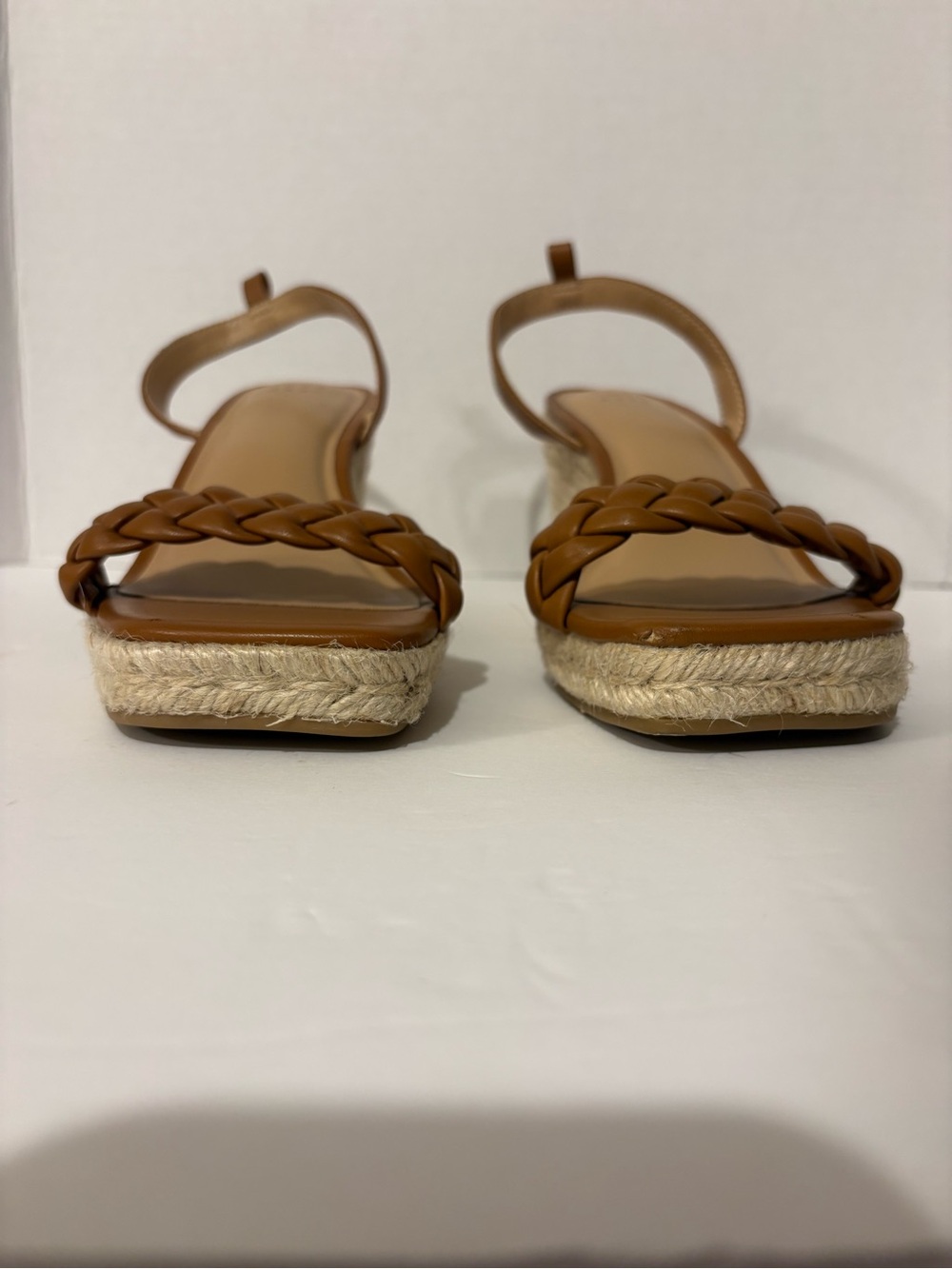 A New Day Women's Brown Braided Faux Leather Espadrille Wedge Sandals 9.5 - Picture 2 of 9